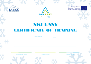 SKI EASY Certificate of training